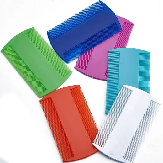 2 PC Colorful Plastic Fine-Tooth Hair Combs – Anti-Slip Head Lice & Nit Removal Comb Set