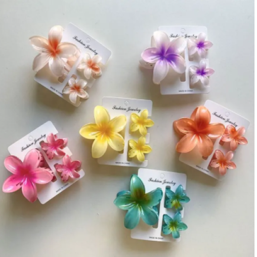 Beautiful Stylish Flower Shape Hair Catcher | 1 Large & 2 Small Size 3 pcs Set Flower Shape Hair jaw Clip For Girls & Women's