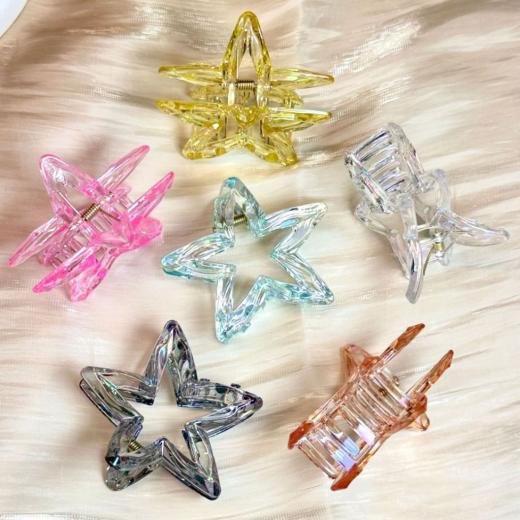 Korean Style Star Hair Claw Catchers for Women & Girls | Shiny Crystal Aesthetic Hair Accessories | Strong Grip Fashion