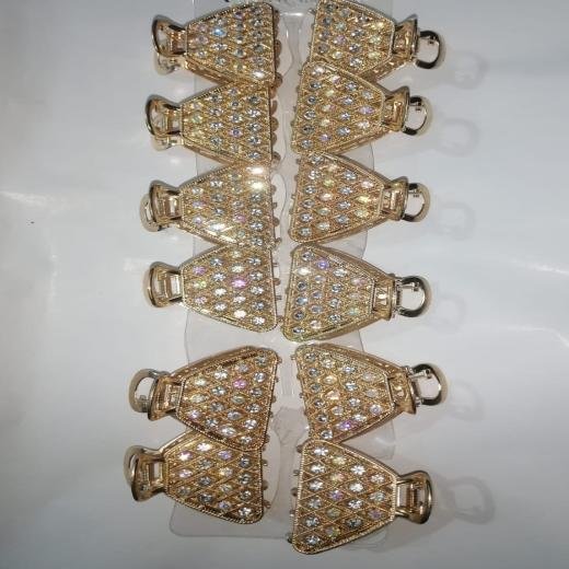 Luxury Geometric Metal Hair Clips, Non-Slip Metal Catchers with Sparkling Stones